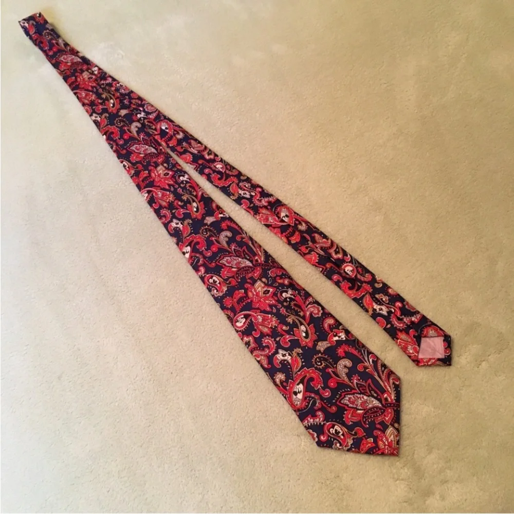 Disney necktie Mickey hiding silk cartoon paisley blue red Balancine Tie Works
